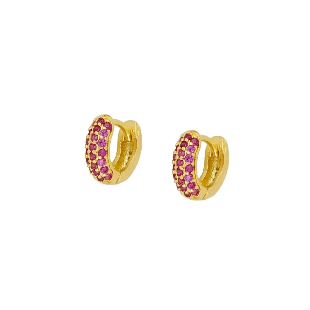 Pendiente Aro Mahra Fucsia Oro