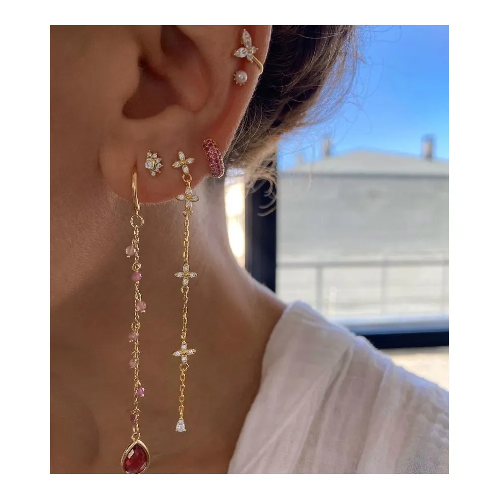 Pendiente Aro Mahra Fucsia Oro