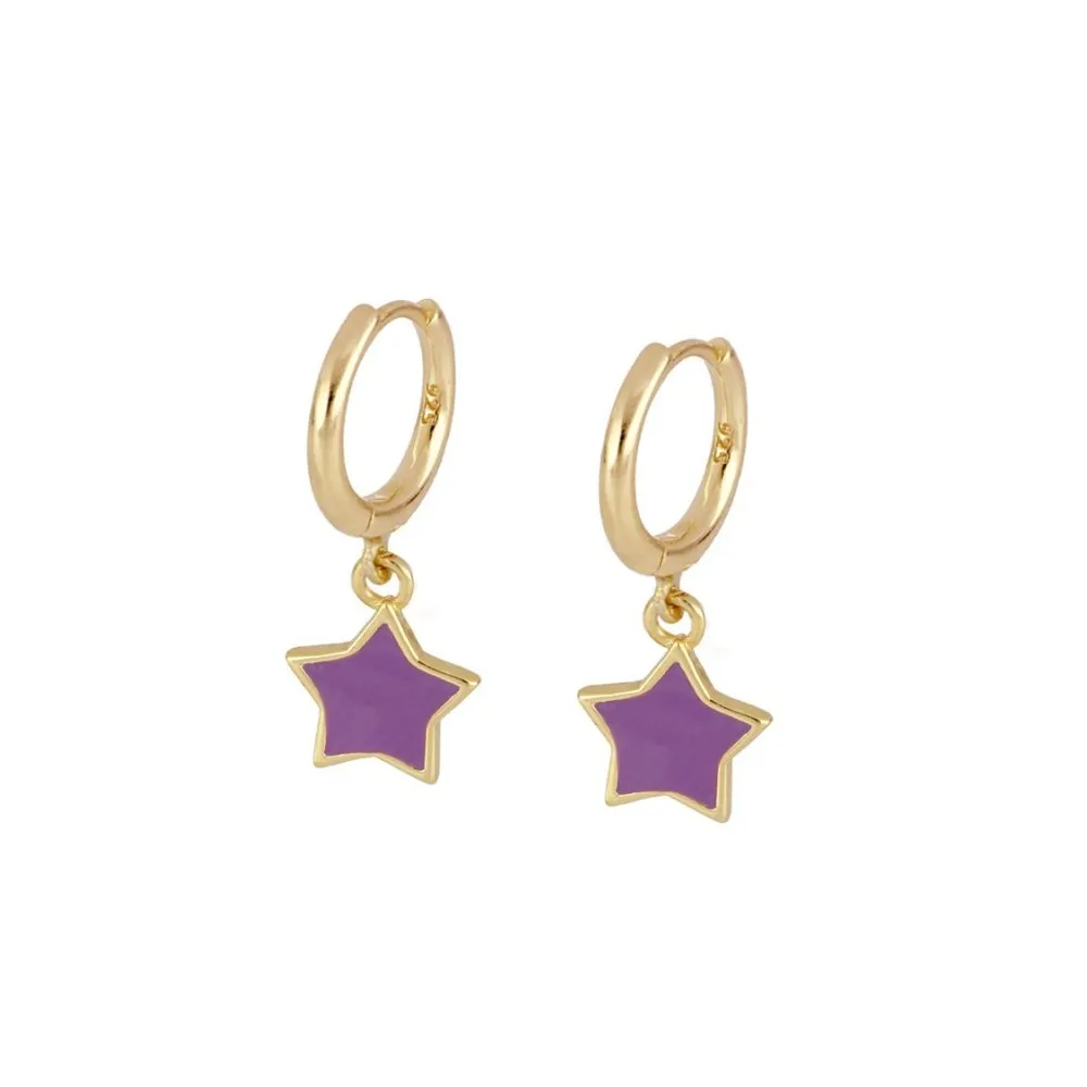 Pendiente Soleil Estrella Lavanda Oro