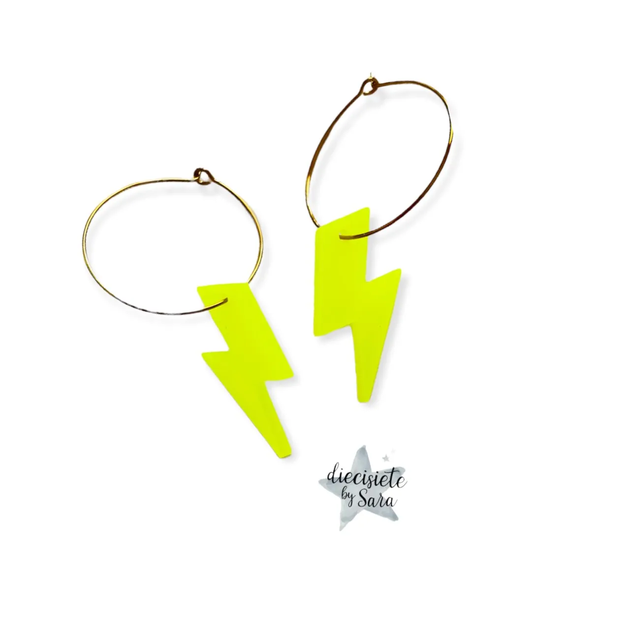 Pendientes Aro Rayo Amarillo