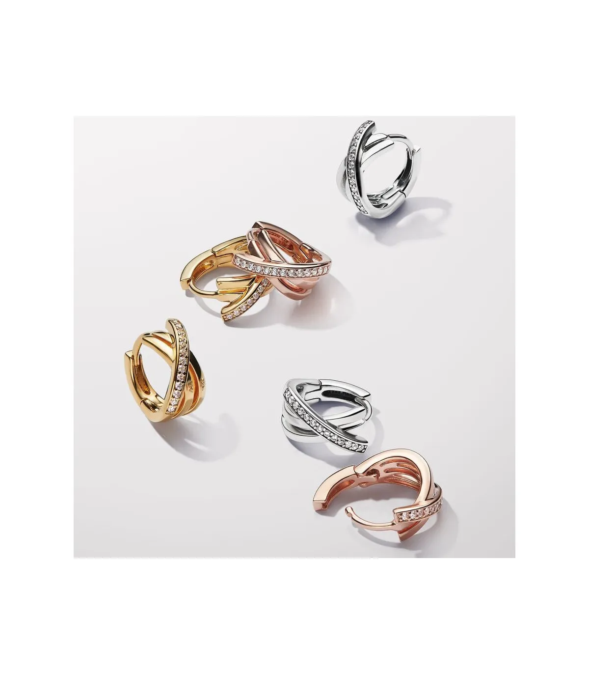 PENDIENTES PANDORA DE ARO CRUZADOS EN PAVé  293150C01