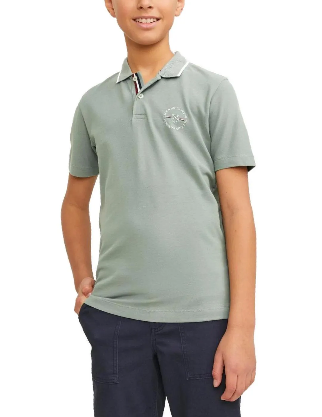 Polo Jack&Jones Junior Sheld verde manga corta para niño