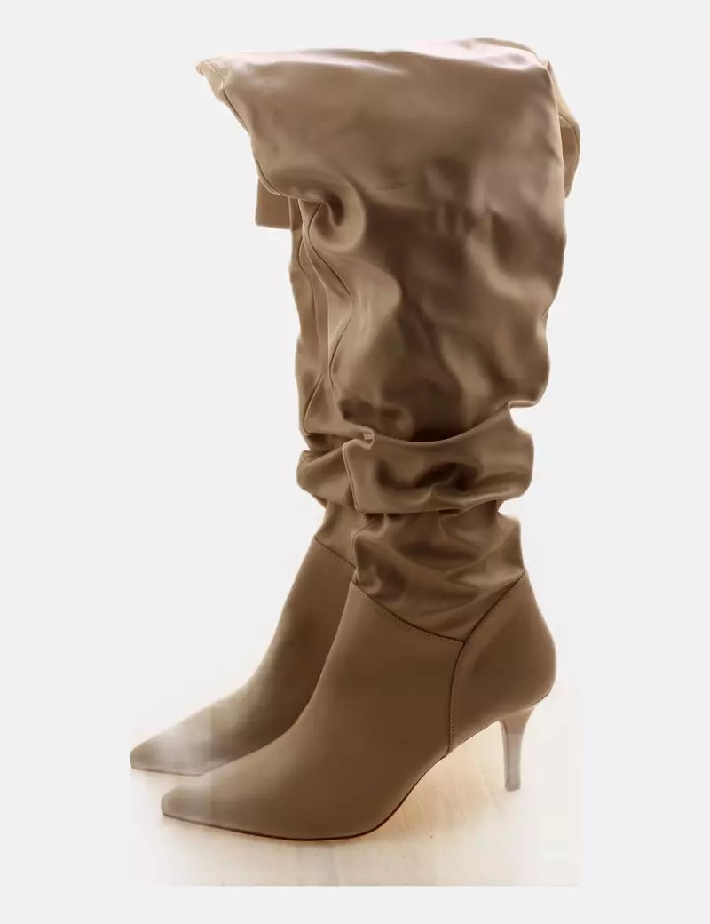 Prettylittlething Botas altas beige polipiel