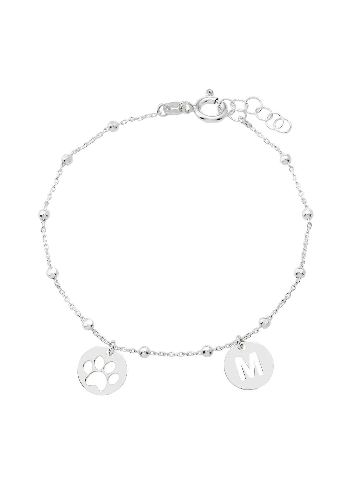Pulsera Bolitas Inicial y Huella