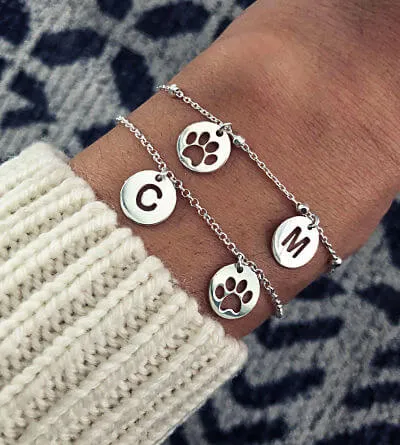 Pulsera Bolitas Inicial y Huella