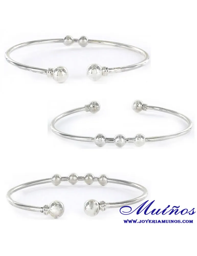 Pulsera Brazalete Plata bolas My Life