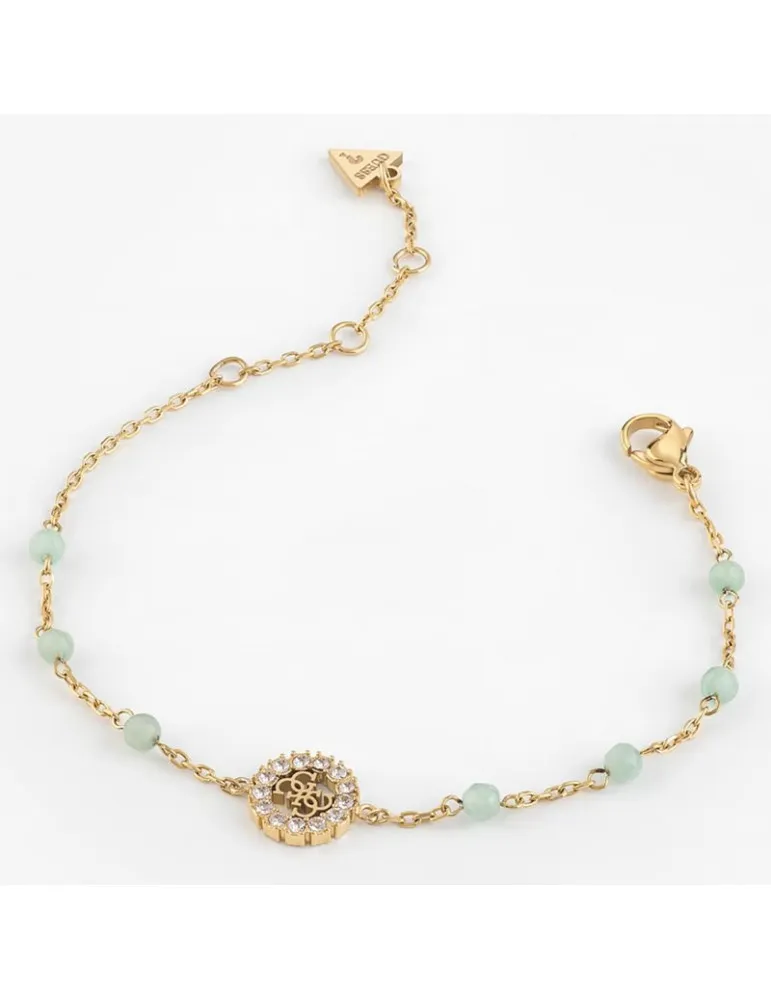 Pulsera Guess Mujer Natural Stones Acero Dorado Verde