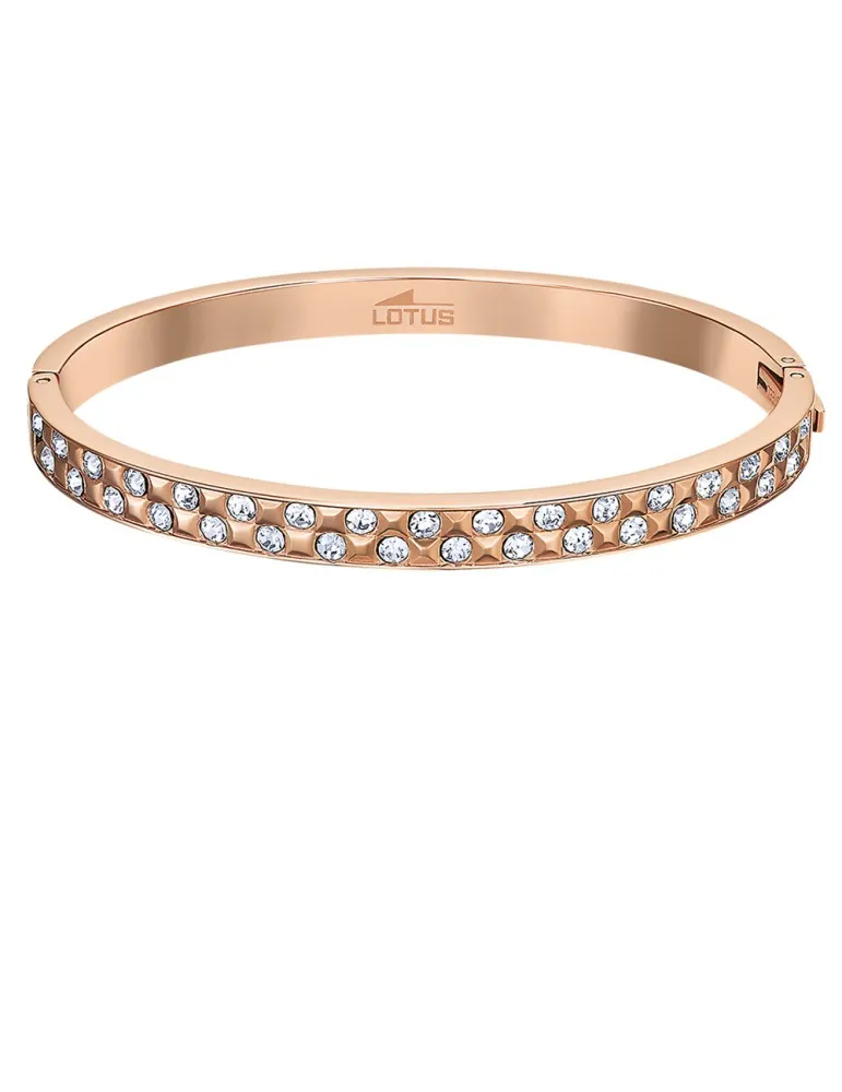 Pulsera Lotus Style Mujer Acero Oro Rosa Rígida LS2273