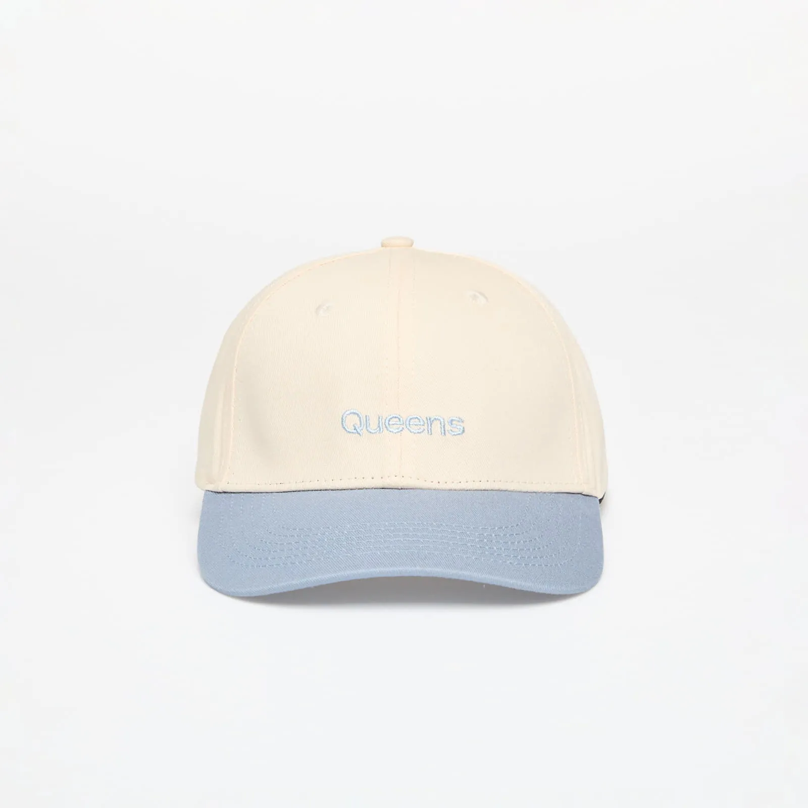 Queens Cap Essential Two Color Cap Natural/ Baby Blue Universal