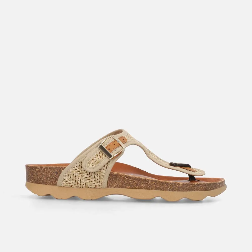 Sandalia con grabado color beige para mujer
