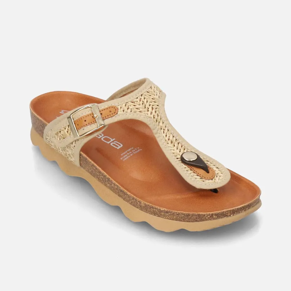 Sandalia con grabado color beige para mujer