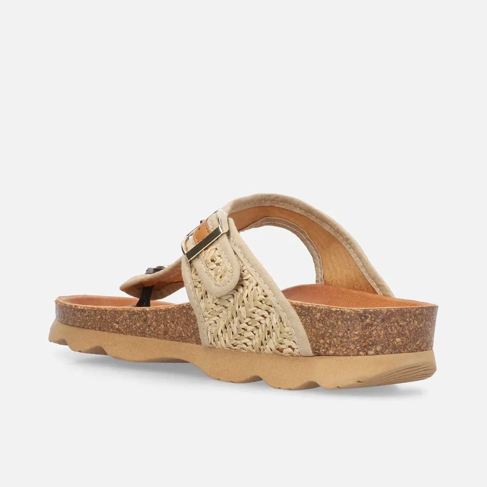 Sandalia con grabado color beige para mujer
