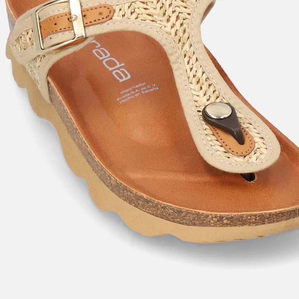 Sandalia con grabado color beige para mujer