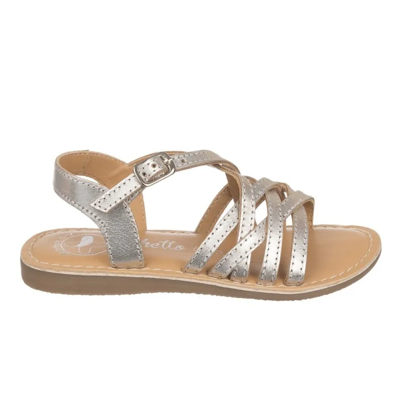 Sandalia con tiras en piel