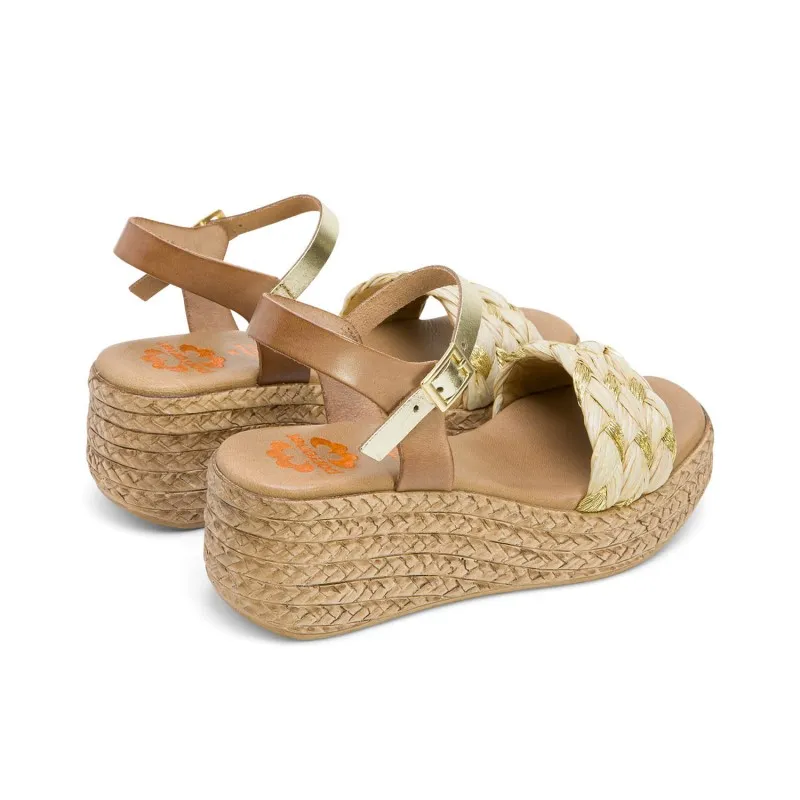 SANDALIA CUÑA TAUPE PLATINO GAIA