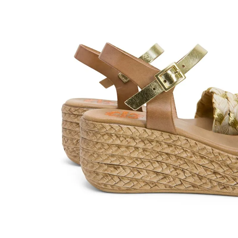 SANDALIA CUÑA TAUPE PLATINO GAIA