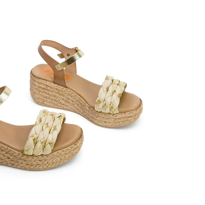 SANDALIA CUÑA TAUPE PLATINO GAIA
