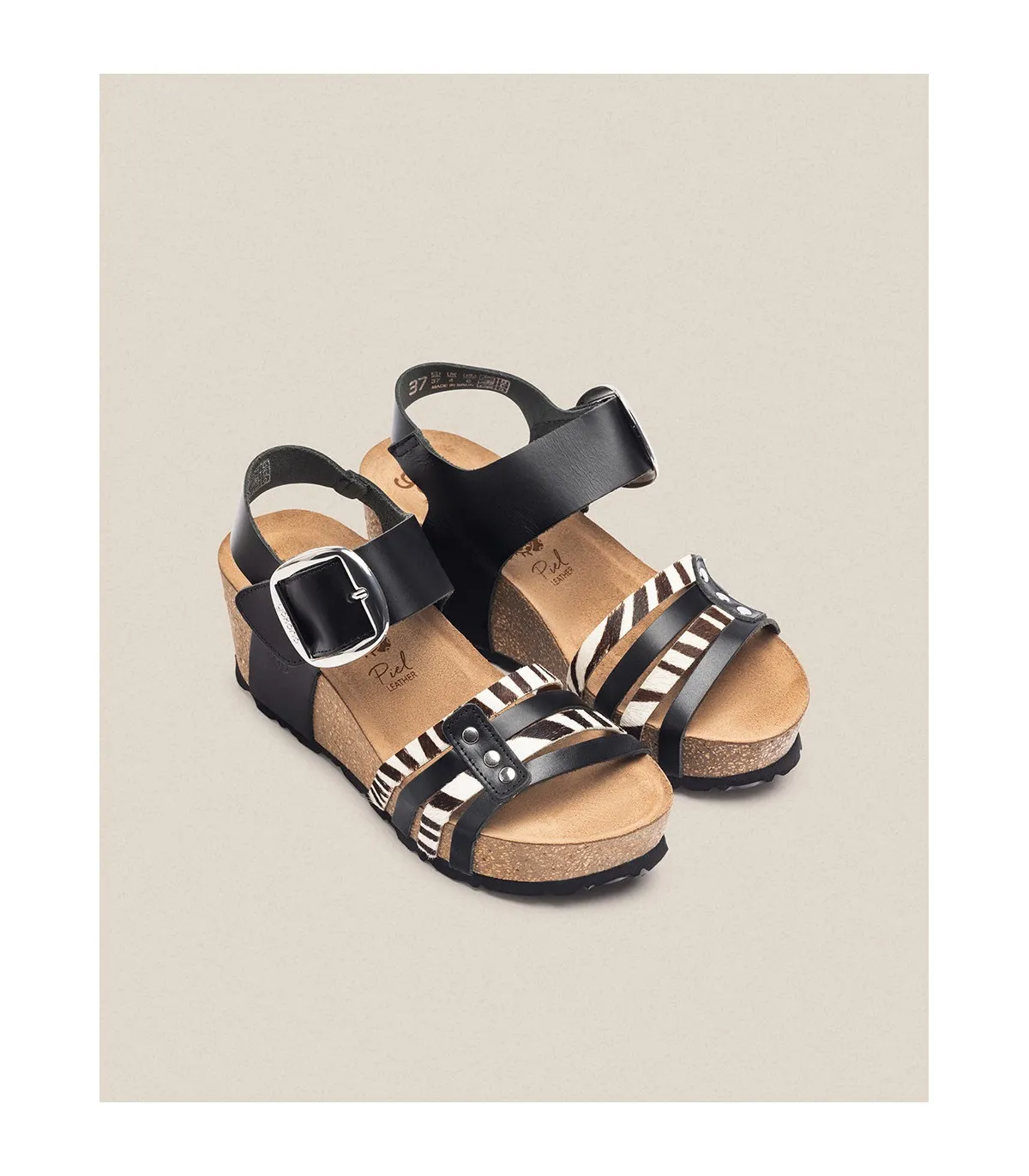 Sandalia cuña Bari 304 negro