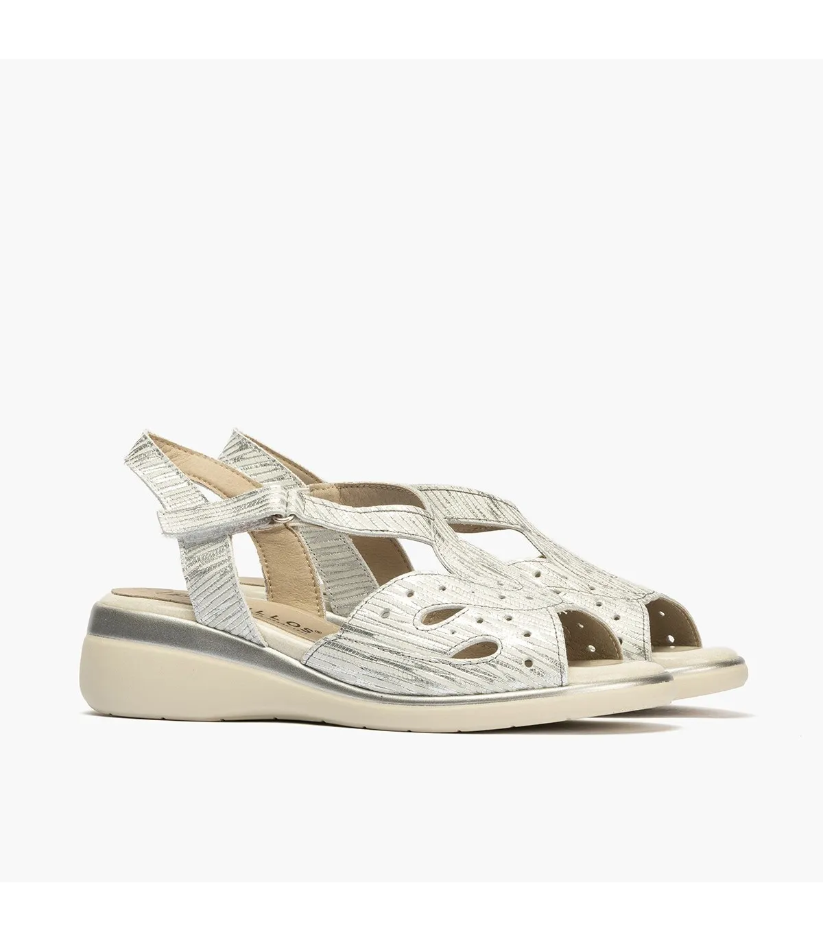 Sandalia cuña mujer fantasia PLATA