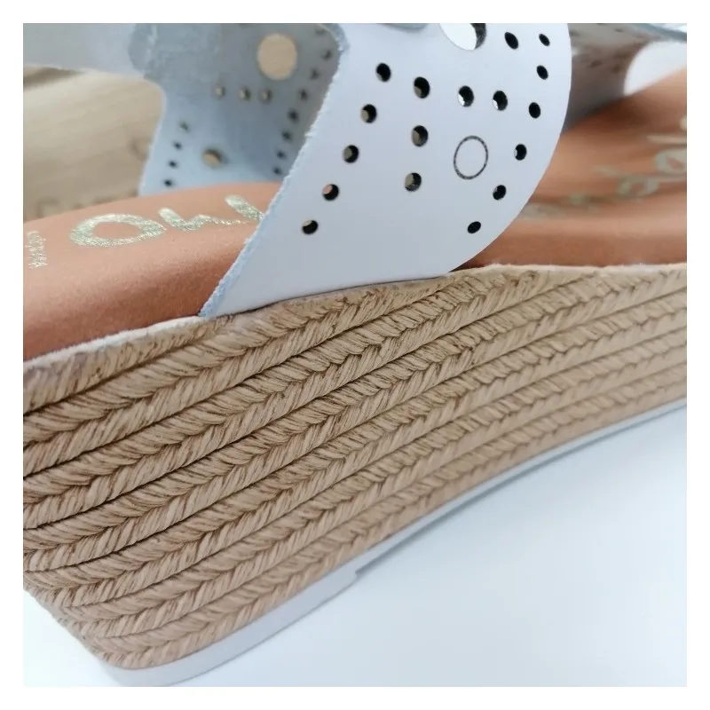 Sandalia Piel Con Cuña Circulos Blanca Oh My Sandals 4867