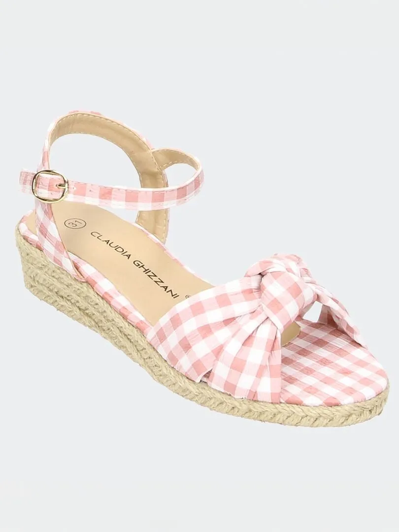 SANDALIAS CON CUñA  ROSA