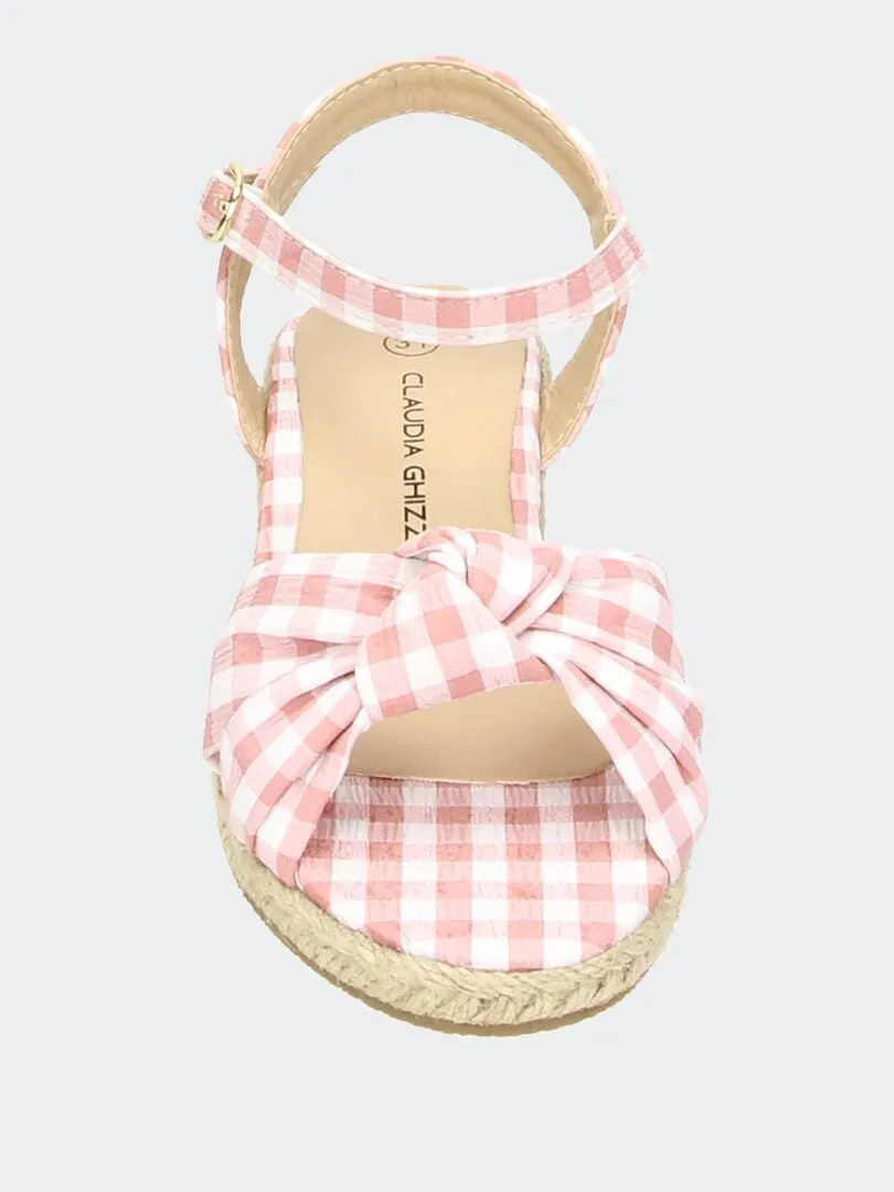 SANDALIAS CON CUñA  ROSA