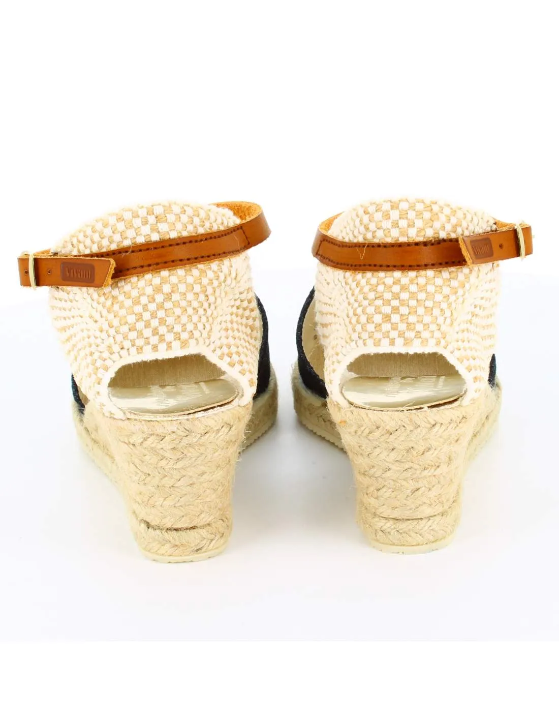 Sandalias Cuña Flores Negro