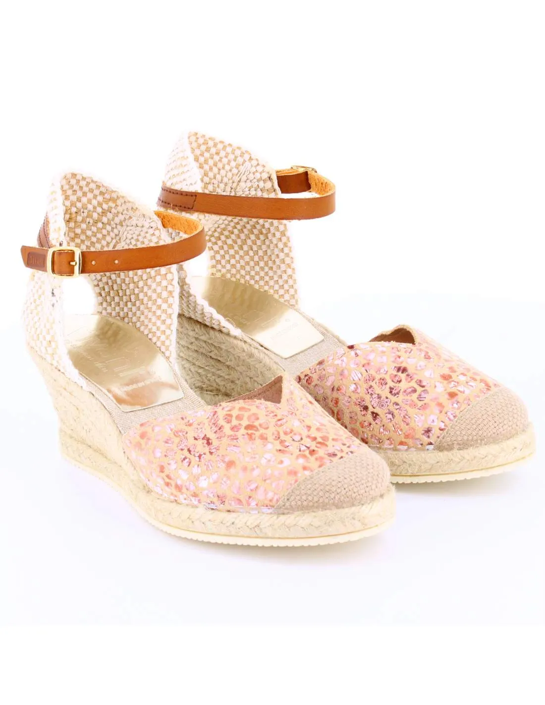 Sandalias Mujer Cuña AVIGNON Rosa/Beige