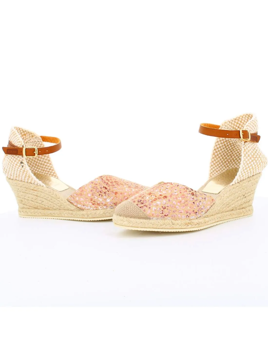 Sandalias Mujer Cuña AVIGNON Rosa/Beige