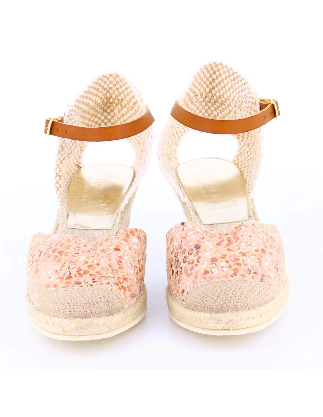 Sandalias Mujer Cuña AVIGNON Rosa/Beige