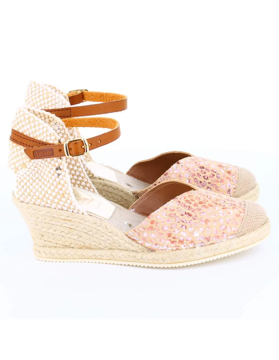 Sandalias Mujer Cuña AVIGNON Rosa/Beige