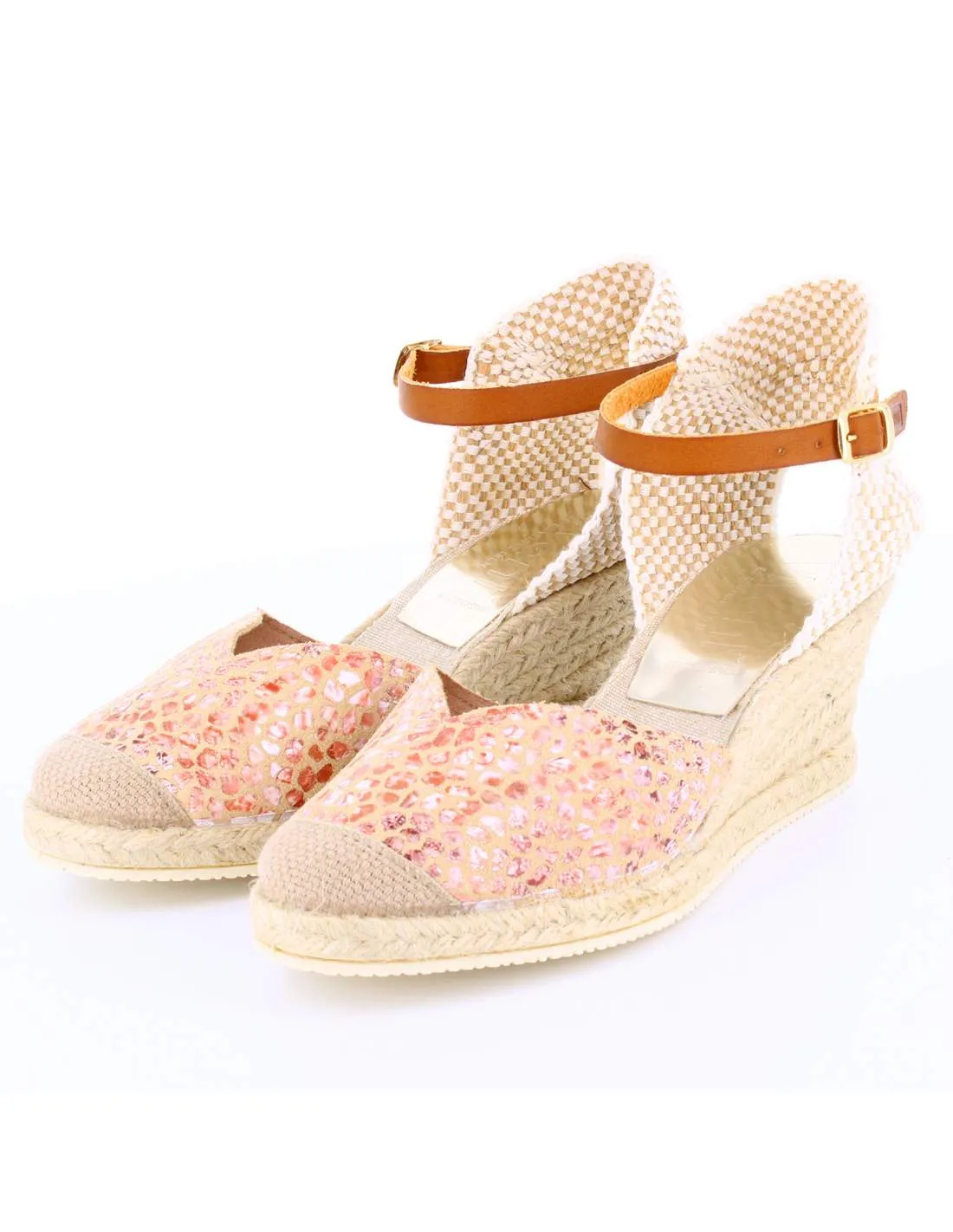 Sandalias Mujer Cuña AVIGNON Rosa/Beige