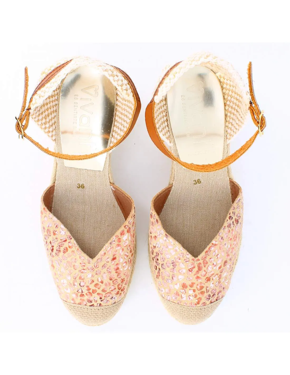 Sandalias Mujer Cuña AVIGNON Rosa/Beige