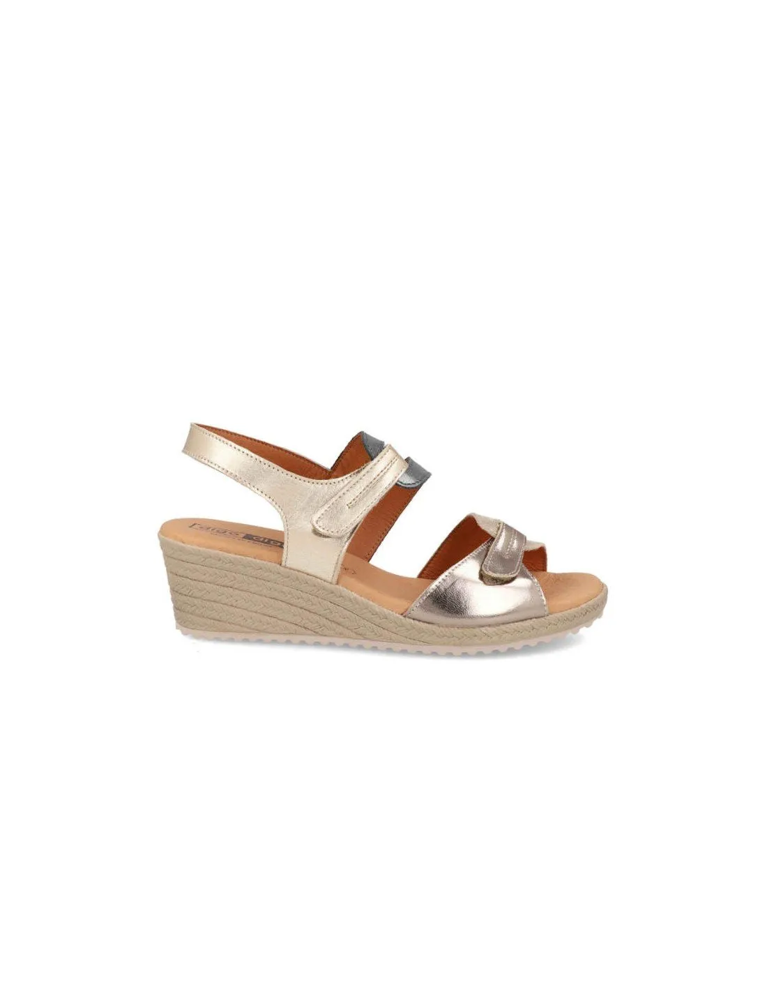 Sandalias Mujer Cuña Metalizada
