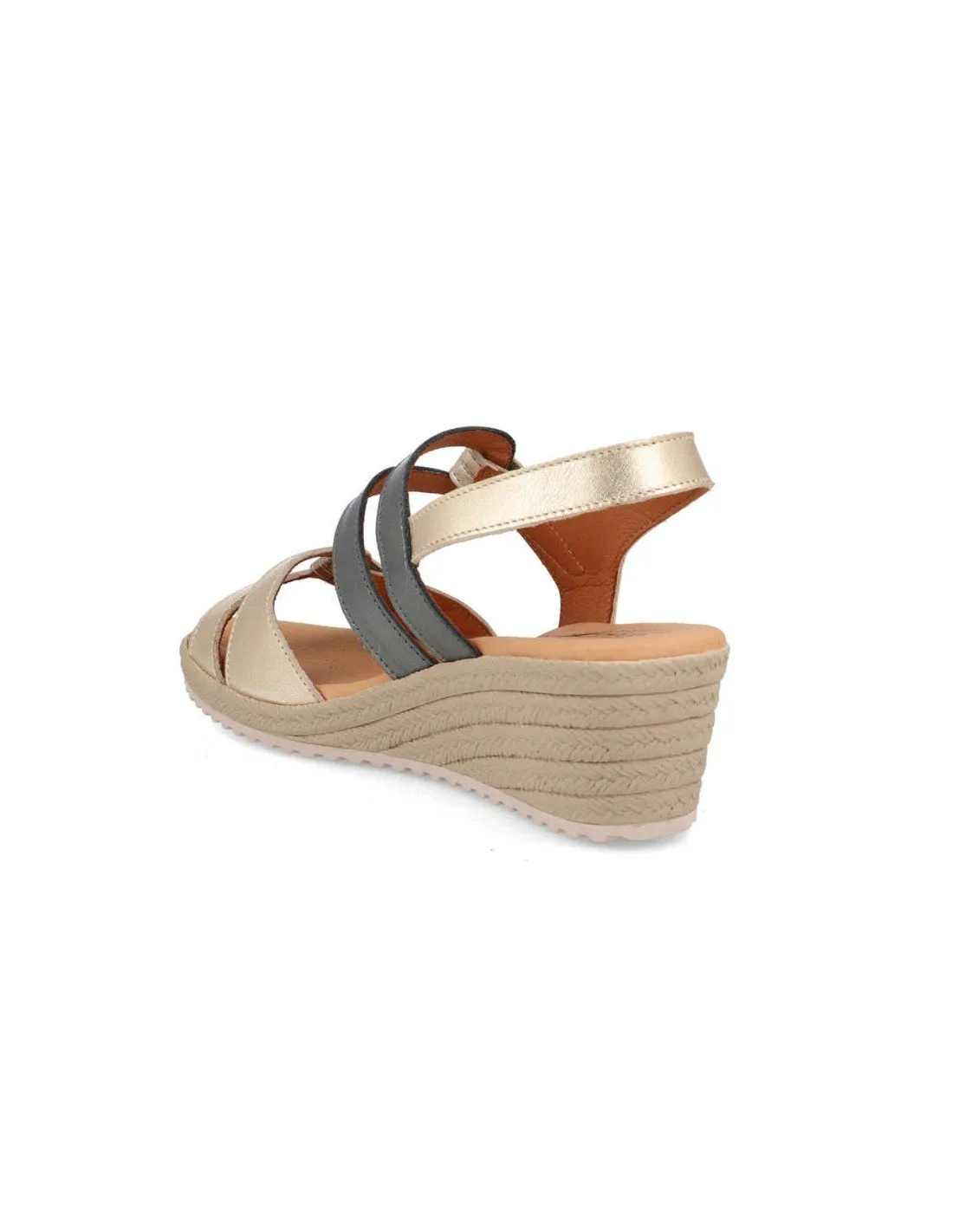 Sandalias Mujer Cuña Metalizada