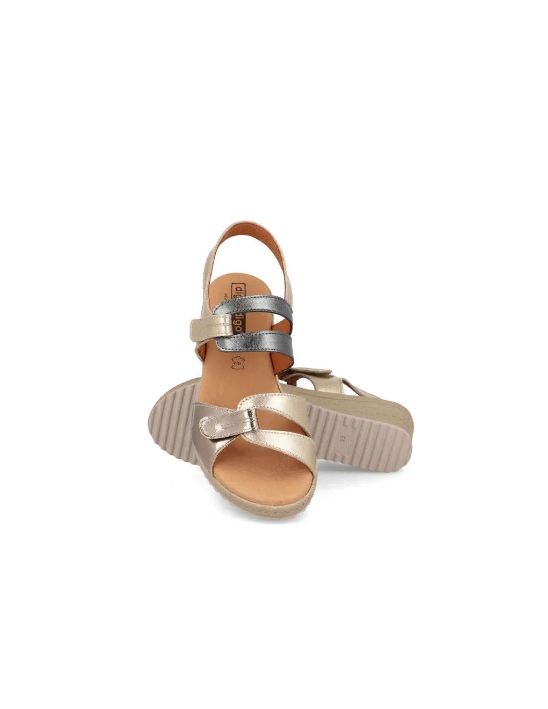 Sandalias Mujer Cuña Metalizada