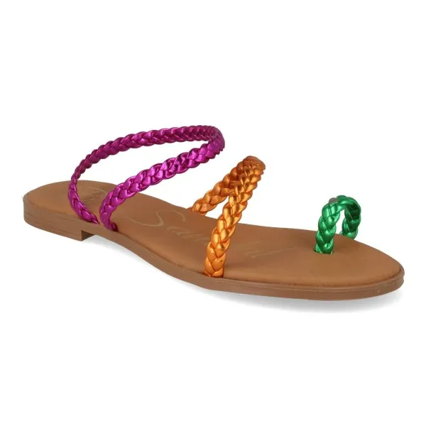 SANDALIAS PLANAS MUJER PIEL MOD. SABBA MULTI