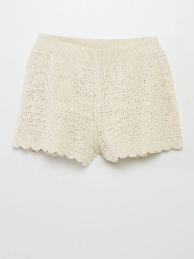 SHORT DE PUNTO DE GANCHILLO  BLANCO