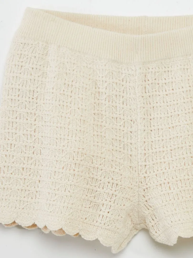 SHORT DE PUNTO DE GANCHILLO  BLANCO