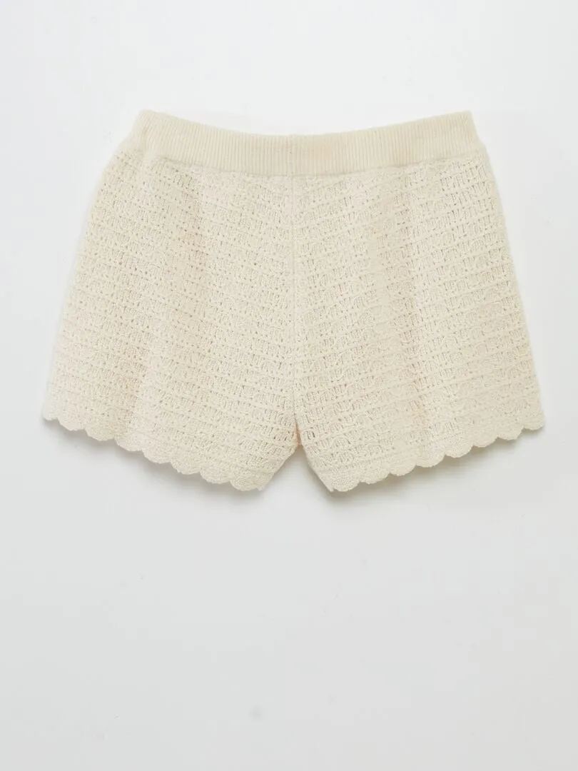 SHORT DE PUNTO DE GANCHILLO  BLANCO