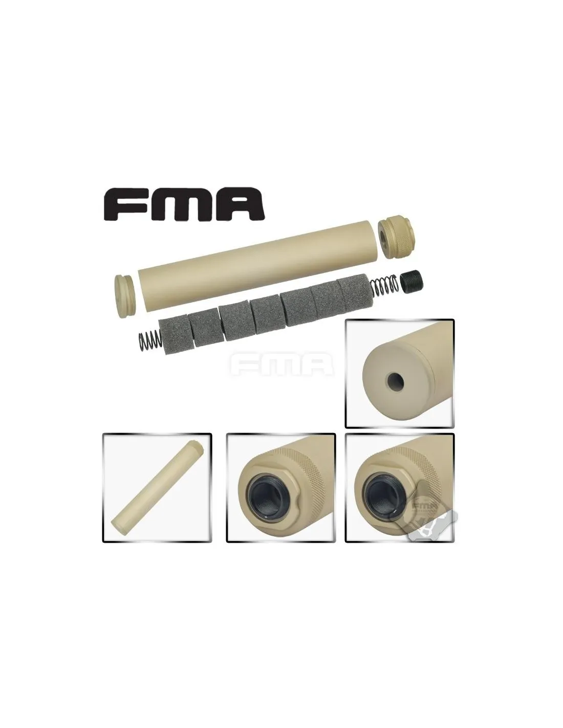 Silenciador FMA Specter F38X228,6mm Tan