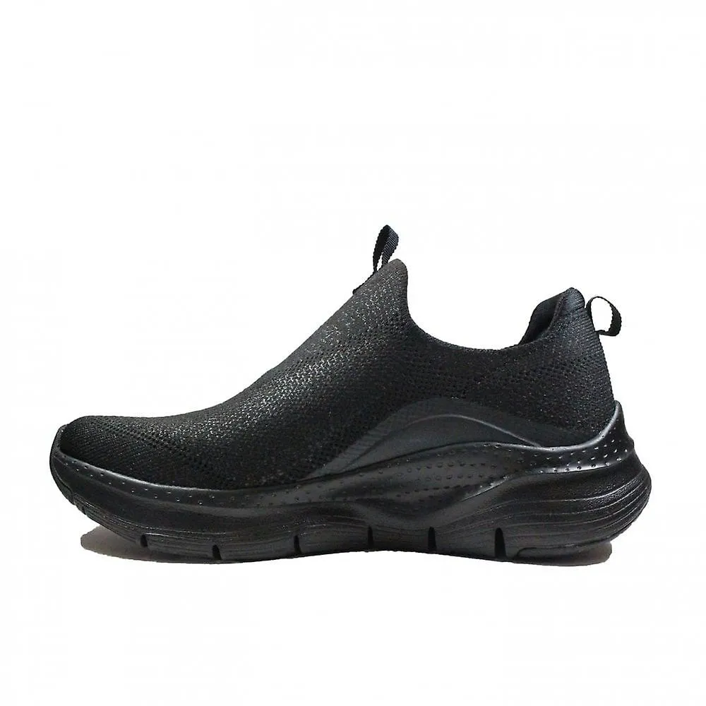 SKECHERS ARCH FIT®  KEEP IT UP 149415 BLACK TEXTILE WOMENS SLIP ON TRAINERS