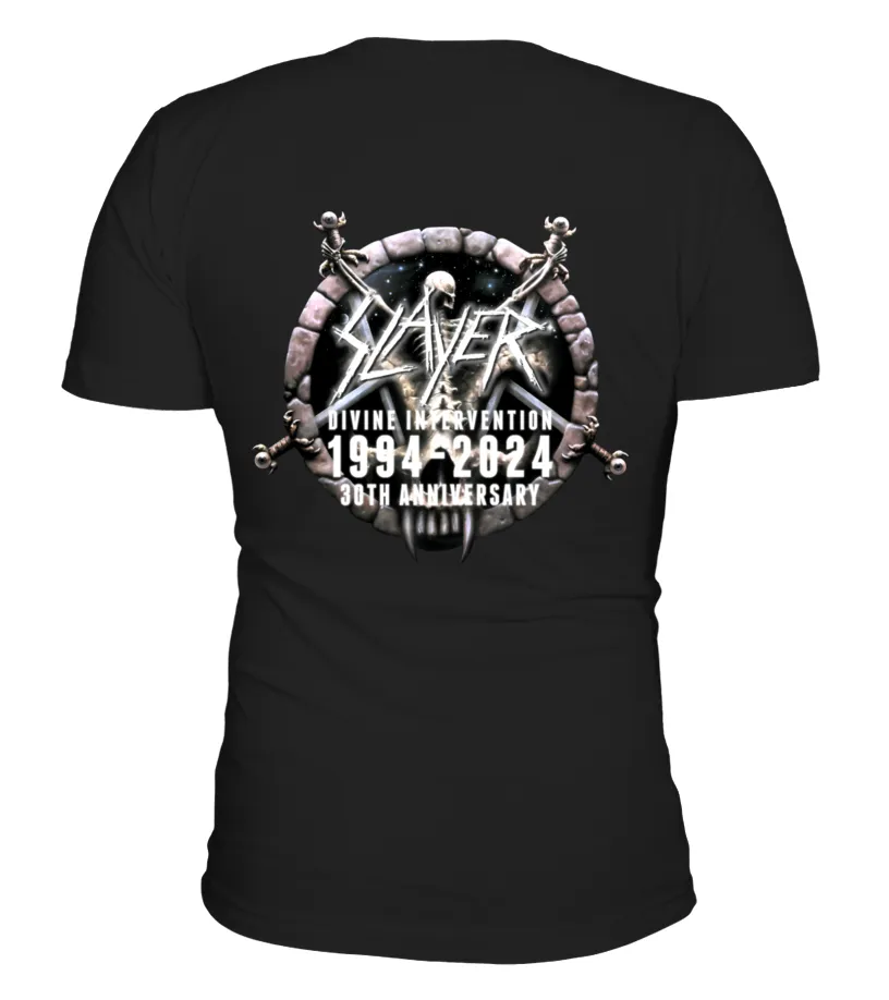 SLAYER DIVINE INTERVENTION ANNIVERSARY 19942024 BK CAMISETA CUELLO EN V UNISEX