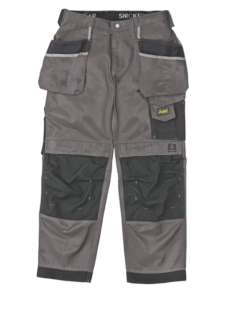 Snickers DuraTwill 3212, pantalón con bolsillos de pistolera, gris/negro (cintura 38
