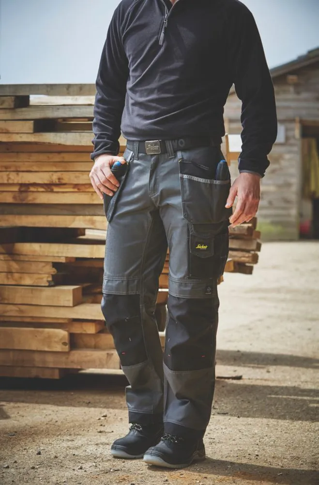 Snickers DuraTwill 3212, pantalón con bolsillos de pistolera, gris/negro (cintura 38