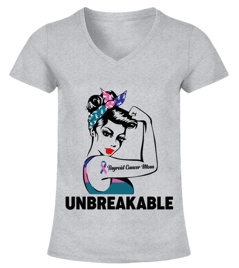 Thyroid Cancer Mom Camiseta cuello pico Mujer