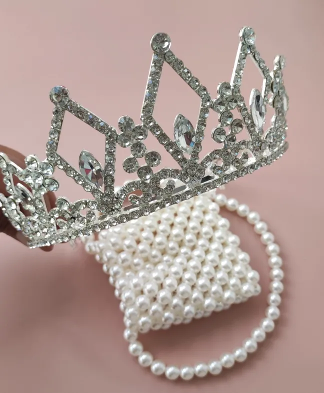 Tiara Corona Novia Quinceañera Comunión Cabello Adorno