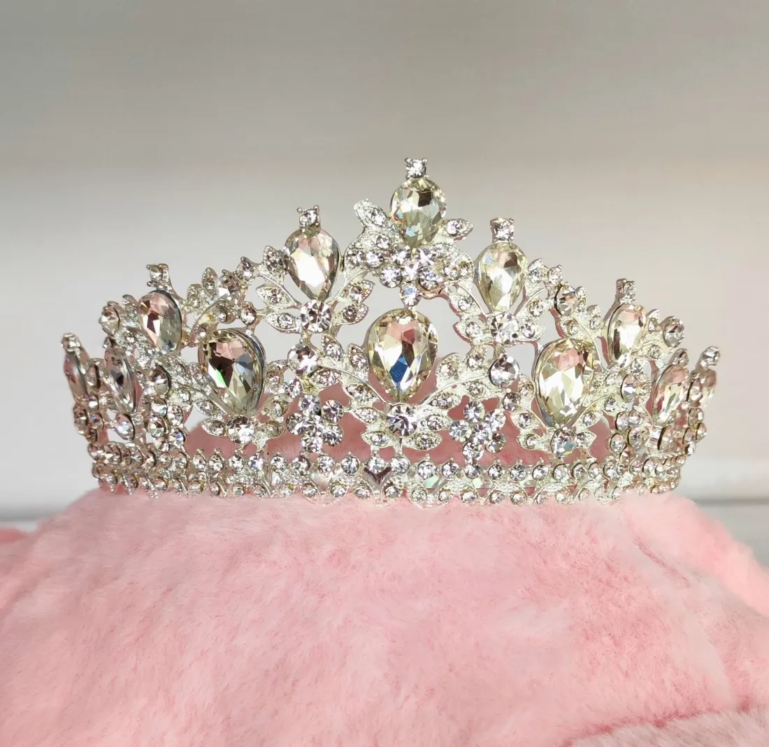Tiara Corona Novia Quinceañeras Cabello Accesorio