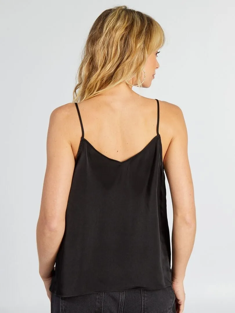 TOP DE TIRANTES FINOS DE RASO  NEGRO