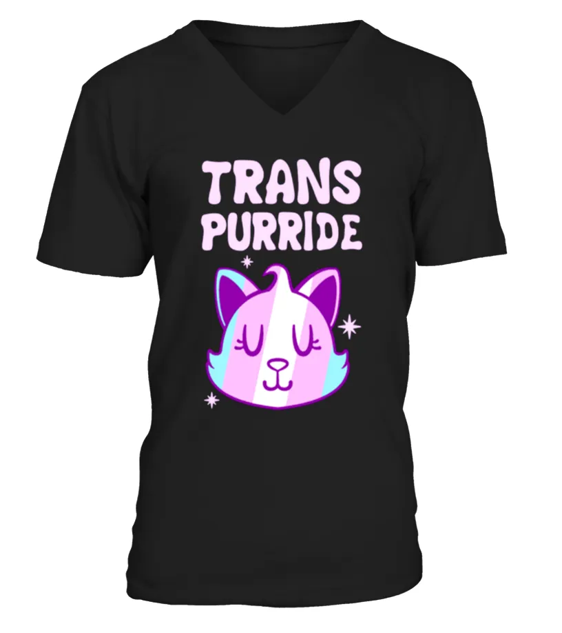 TRANS PURRIDE     LGBT TSHIRT  lgbt homo gay pride t shirt Camiseta cuello en V Unisex